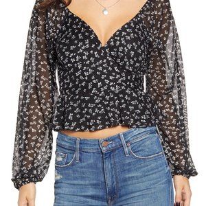 Floral Puff Sleeve Crop Top